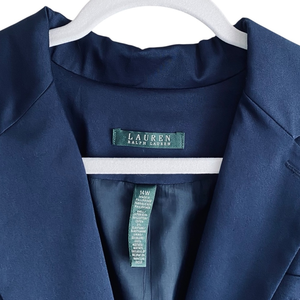 PLUS Ralph Lauren NEW Navy Cotton RLL Embroidered Front Pocket Blazer Size 14W - Picture 4 of 7